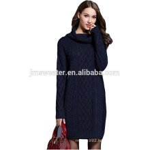 2016 Fashion women 's long sleeves knitted cotton women sweater dress on winter